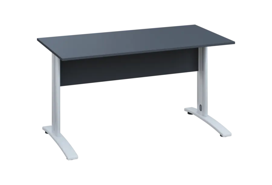 EPK 17 - 14 stůl kancelářský, kovová podnož bílá, deska 18 mm, široký 1400 mm, antracit